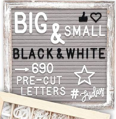 Little Hippo Grey Felt Letter Board Sign 10x10 Inch with 690+ PRE-Cut Letters - Rustic Wood Message Board with Letters and stand, Baby Announcement Sign, Back to School Felt Board