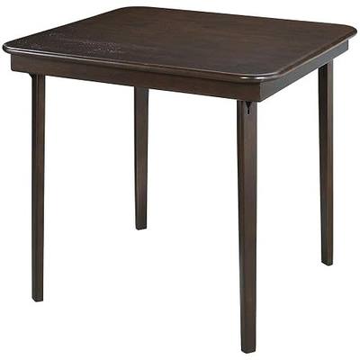 Stakmore Classic Straight Edge Square Wood Folding Table, 32x32, Espresso | 3.375” Fold, Portable Table for Easy Storage in Small Spaces, No Assembly Required