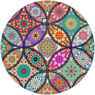 BOSOBO Cute Mouse Pad, Round Mandala Mouse Mat with Design, Non-Slip Rubber Base Mousepad with Stitched Edge, Waterproof Women Small Size 7.9 x 7.9 Inch, Pretty Mandala