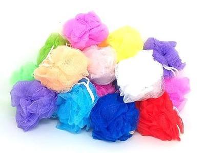 20 Small Full Bodied Quality Bath or Shower Sponge Loofahs Pouf Mesh Assorted Colors Wholesale Bulk Lot