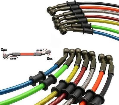 Motorcycle Triple Protection Front Brake Line, 10mm 28° Port, 300mm - 2400mm Length (Orange, 1000mm)