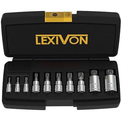 LEXIVON XZN Triple Square Spline Bit Socket Set, Premium S2 Alloy Steel | 10-Piece European Style M4 - M18 Set | Enhanced Storage Case (LX-145)