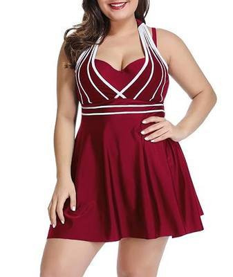 LALAGEN Womens Halter Swimdress Plus Size Two Piece Swimsuit Tankini Set