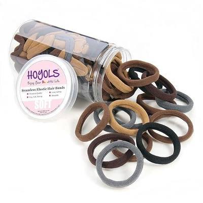 HOYOLS 100pcs Soft Hair Ties no Damage, Seamless Soft Thick Ponytail Holder Scrunchies Head Bands No Crease for Women Girls (Brunette Brown Set)