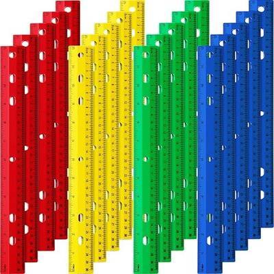 Chuangdi 20 Pcs 12 Inch Plastic Ruler Bulk for Classroom,Colorful,6 Hole | Kids Rulers for School, Home, Office, Dual Scale Design, Lightweight School Supplies