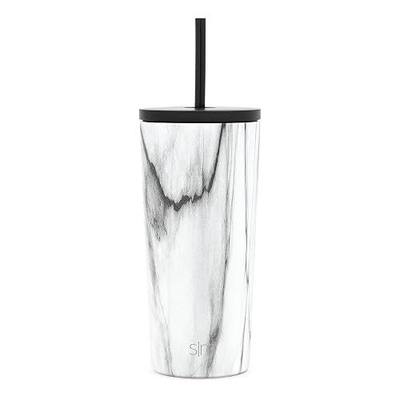 Simple Modern Insulated Tumbler with Lid and Straw | Iced Coffee Cup Reusable Stainless Steel Water Bottle Travel Mug | Gifts for Women Men Her Him | Classic Collection | 20oz | Carrara Marble