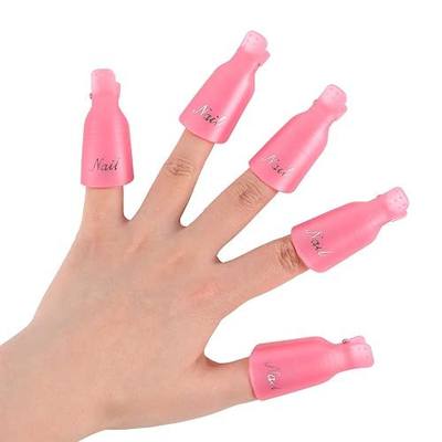 Dr.nail Nail Clips for Polish Removal 10Pcs Professional Plastic Acrylic Nail Art Soak Off Cap Clip UV Gel Polish Remover Wrap Tool.
