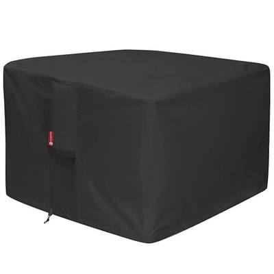 SheeChung Gas Fire Pit Cover Square-Premium Patio Outdoor Cover Heavy Duty Fabric with PVC Coating,100% Waterproof,Anti-Crack,Fits for 29”,30",31",32" Fire Pit/Table Cover (32”L x 32”W x 24”H,Black)