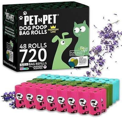 Pet N Pet 720 Counts Lavender Scented, Colorful Poop Bags for Dogs, 41% Plant Based & 59% PE Dog Poop Bags Rolls, Extra Thick Dog Waste Bag, Doggy Bag