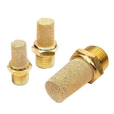 Beduan 3 Pcs Pneumatic Brass Exhaust Muffler Filter, 1/4" Male Thread Hex Sintered Silencer Air Line Fitting