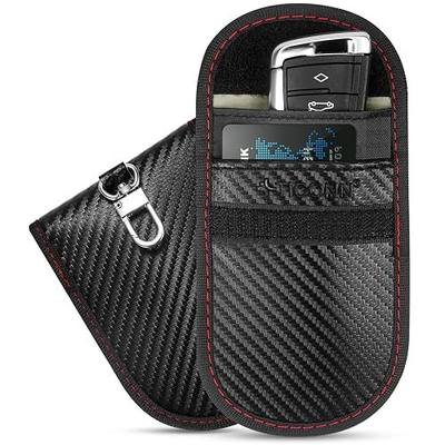 TICONN 2PK Faraday Bags for Car Keys Fob, 3.5''X5.0'' Faraday Cage Protector, Car RFID Signal Blocking, Anti-Theft Pouch Anti-Hacking Case Blocker (Carbon Fiber)