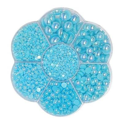 Chenkou Craft 3000PCS 1 Box Blue Round Flatback Half Pearls Bead Loose Beads Gem (Blue Half Ball)