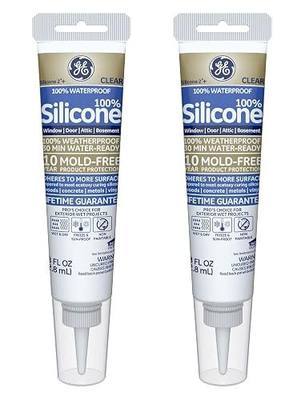 GE GE500 Silicone 2+ Window and Door Caulk 2.8 FL oz. Squeeze Clear (2-(Pack)) (1)