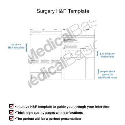Surgery H&P Notebook with 4 Day SOAP - Medical History and Physical Notebook, 50 Medical templates with Perforations