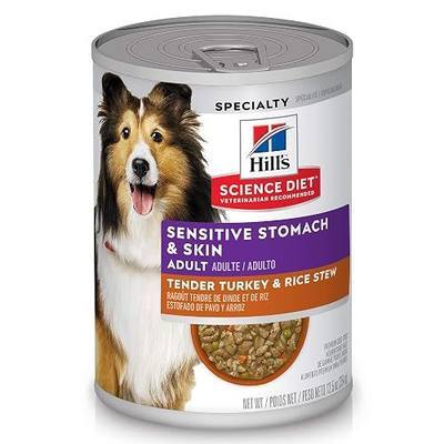 Hill's Science Diet Sensitive Stomach & Skin Wet Dog Food | #1 Veterinarian Recommended, Adult Formula, Turkey & Rice, 12.5 oz. Cans, 12-Pack