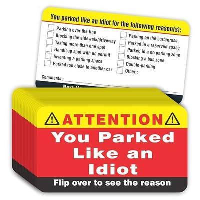 PARTH iMPEX You Parked Like an Idiot Business Cards (Pack of 100) | Bad Parking Cards 3.5"x2" multiple parking violation reasons for gag gifts, pranks, party favors and stocking stuffers