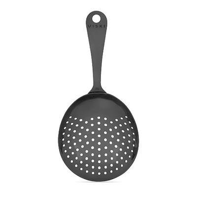 Viski Julep Stainless Steel Cocktail Strainer, Bar Tools, Drinks Spoon for Bartenders and Mixologists, Home or Commercial Use, Professional Metal Barware, Black, 6.75"