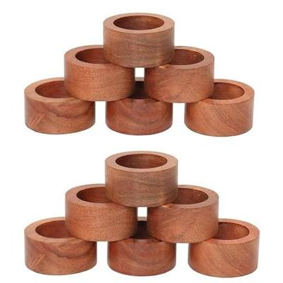 Wooden Napkin Ring for Weddings Dinner Parties or Every Day Use (Set of 12, Plane)