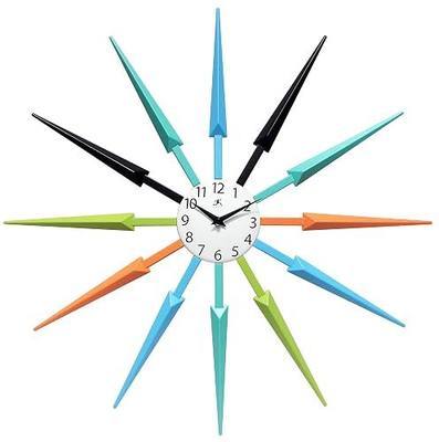 Infinity Instruments 24.5"x 24.5"x 1.75" Multicolored Midcentury Wall Clock
