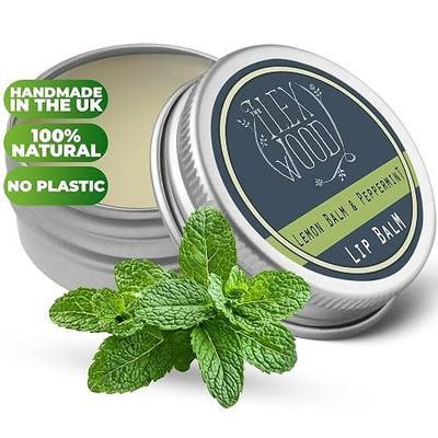 The Ilex Wood Natural Lemon Balm & Peppermint Lip Balm 0.34 fl oz | Handmade in UK, 100% Natural, Moisturising, Palm Oil Free, Cruelty-Free, Plastic Free