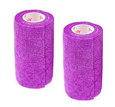 2 Pack Premium Vet Wrap - Self Adhesive Bandage Wrap & Athletic Tape - 4" x 5 Yards Elastic & Self-Sticking Cohesive Bandage for Pets, Sports, Wrists & Ankles - Purple by Prairie Horse Supply