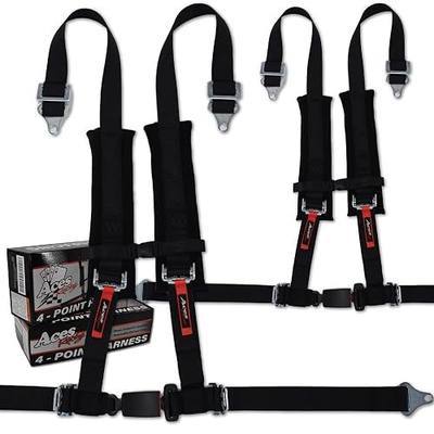 2 Inch 4 Point EZ Buckle Harness Pair, Black, Off Road UTV Harnesses with Easy Release Buckle, Adjustable 4 Point Riding Harness Set for Driver and Passenger