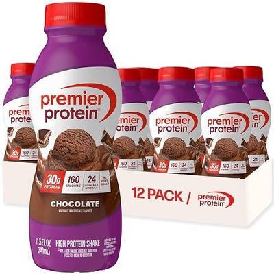 Premier Protein Shake, Chocolate, 30g High Protein, 12 Pack | 160 Calories, 24 Vitamins & Minerals, No Added Sugar, Supports Muscle Health, Gluten-Free, 11.5 oz