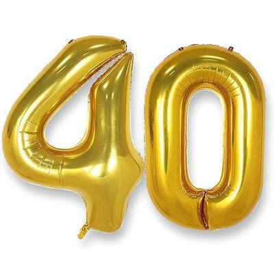 AULE 40 Inch Gold 40 Balloon Number Foil 0-9 Birthday Big Numbers | Birthday Anniversary Party Decorations Large Helium Number Balloons Jumbo Giant Huge Mylar