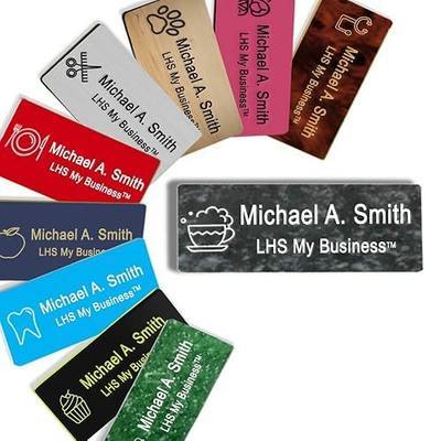 Magnetic Name Tags - Custom Engraved Mojave Plastic Badge with White Lettering Personalized - N8