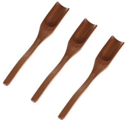 3 Pieces Wooden Loose Tea Scoops, Natural Bamboo Wood Spoons for Scooping Coffee Powder, Spices and Condiments, Long Handle 7"