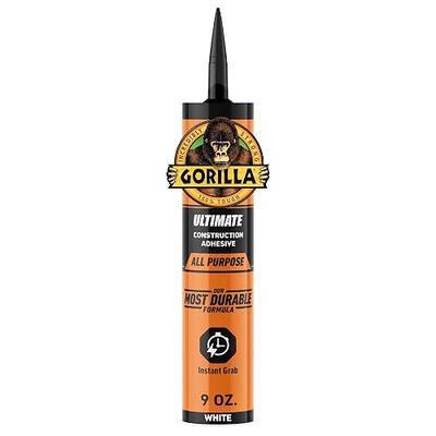 Gorilla Heavy Duty Construction Adhesive Ultimate, 9 oz Cartridge, White – 100% Waterproof, Instant Grab, Paintable, Indoor/Outdoor