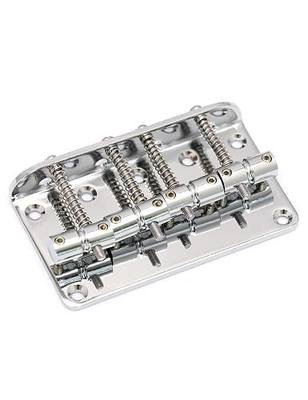 4 string Bass Bridge Fixed Hard Tail Bridge Top-Load or String-thru | Compatible with Jazz Bass Precision Bass Guitar Parts Replacement, Chrome
