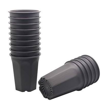 14 Pack 4.40 Inch Plastic Deep Nursery and Seedling Pots, Round Transplant Seed Starter Planter,Gray Color