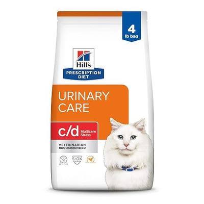 HILL'S PRESCRIPTION DIET c/d Multicare Stress Urinary Care Dry Cat Food | #1 Veterinarian Recommended, Chicken Recipe, 4 lb. Bag