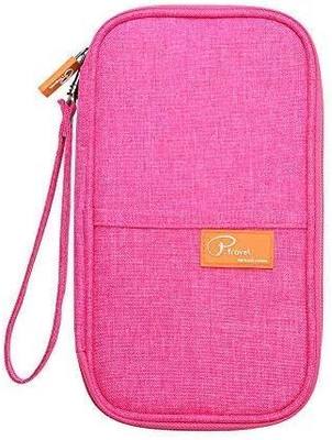 Family passport holder for 4, Passport case for family, Family travel wallet passport holder Document Organizer Bag with Removable Wristlet Strap for Girls Women. (Rose Red)