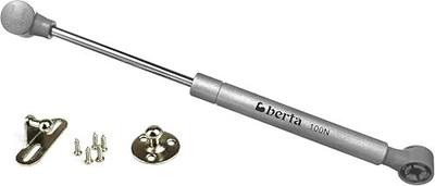 Berta 4-Pack, 10 Inch 100N/22 LB Hydraulic Soft Open Gas Springs/Struts for Cabinets, Furniture, and RV Platforms – Lift/Lid Stay Support Hinges with Brackets and Screws (Silver, 4 Piece)