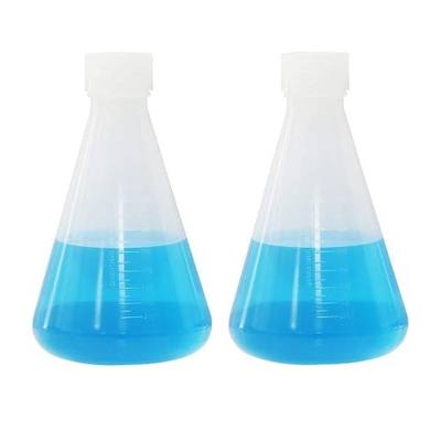 ULAB Scientific Conical Polypropylene Erlenmeyer Flask 1000ml Narrow Neck with Screw Cap, Molded Graduations, Pack of 2, UEF1003
