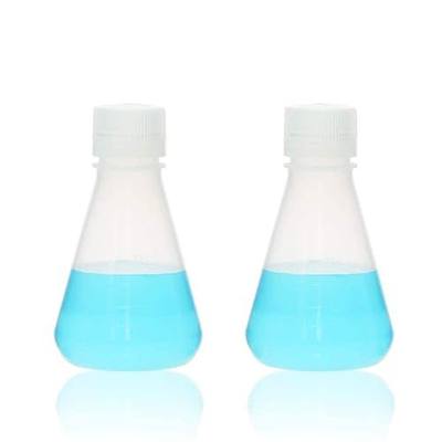 ULAB Scientific Conical Polypropylene Erlenmeyer Flask 8.5oz 250ml Narrow Neck with Screw Cap, Molded Graduations, Pack of 2, UEF1010