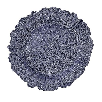 Tiger Chef 13-inch BLACK Reef Rimmed Round Charger Plates, Dinner Chargers for Wedding Reception Table Place Settings (6, Black)