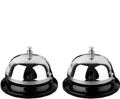 HeeYaa Call Bell 2 Packs 3.3 Inch Diameter with Metal Anti-Rust Construction, Desk Bell for Hotels, Schools, Restaurants, Reception Areas, Hospitals, Warehouses(Silver)