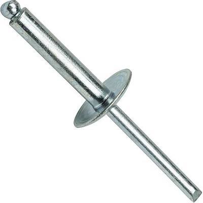 Fastenere Large Flange Pop Rivets - 1/4" x 3/4" (25 pcs) Heavy Duty, Open End, Steel Zinc, Corrosion-Resistant, High Tensile & Shear Strength, 8-12 Gap .626" - .750"