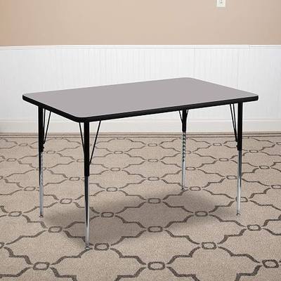 EMMA + OLIVER Adjustable Kids Activity Table for Home Use, Height-Adjustable Classroom Table for Kids, 24" W x 48" D x 21.125-30.125" H, Gray