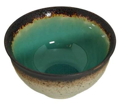 M.V. Trading Japanese Turquoise Green Kosui Ceramic Flare Rice Soup Bowl, 4.75 Inches (D) x 2 .48 Inches (H), 8 Ounces