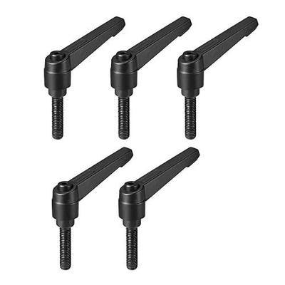 uxcell 5pcs Adjustable Clamping Lever Handle M8 x 32mm Metric Black Oxide Carbon Steel Male Threaded Stud Hand Knobs Ratchet Rotating Screw Handles Bolts with Locking Lever Black