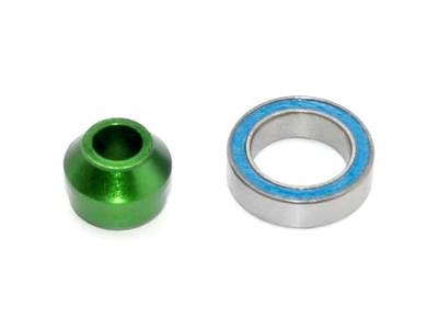 Traxxas Bearing Adapter, 6061-T6 Aluminum (Green-Anodized) (1)/ 10x15x4mm Ball Bearing (Black Rubber Sealed) (1) (for Slipper Shaft)