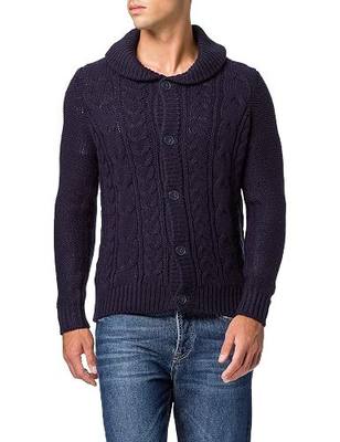 find. Men's Cable Knit Collar Cardigan Sweater