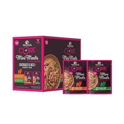 Wellness CORE Small Breed Mini Meals Shredded Variety Pack Adult Wet Dog Food, Grain Free, Natural, 3 oz, Pack of 12