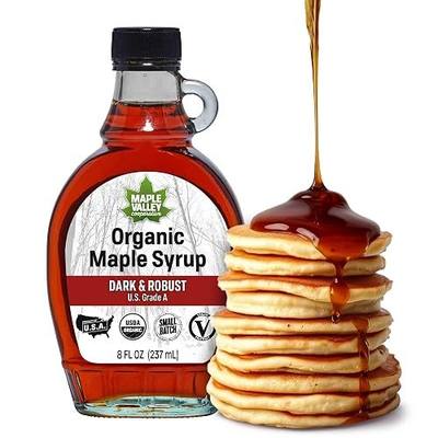 Maple Valley Organic Pure Maple Syrup, Dark & Robust Better Than Pancake Syrup, Use for Coffee or All-Natural Sugar Substitute in Cooking and Baking (8oz Glass Bottle) | Better Than Pancake Syrup, Use for Coffee, All-Natural Sugar Substitute, Glass Bottle