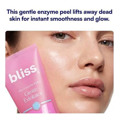 Bliss Jelly Glow Peel | Gentle Peeling Gel Non-Abrasive Face Exfoliator with Fruit Enzymes, Niacinamide & Cellulose | Instantly Smooths, Brightens & Hydrates Skin | Vegan & Cruelty Free – 4 oz