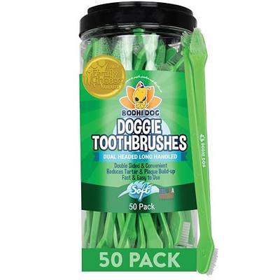 Bodhi Dog Dual-Headed Toothbrush for Dogs & Cats - Soft Bristles for Gentle Pet Dental Care - Puppy & Adult Teeth Cleaning - Easy-to-Use Design for Healthy Gums & Fresh Breath (50 Count)